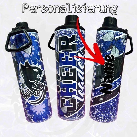 Trinkflasche/Tumbler 2 Aufsätze Cup 20oz - Cheer Pack Cheerleader Katze PERSONALISIERUNG